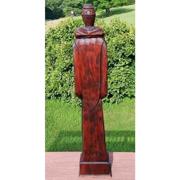 VTG Hand Carved Wooden Wood Monk Priest 18" Figure Praying Religious Statue EUC - Picture 4 of 7